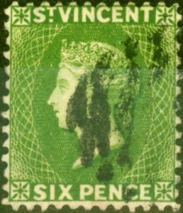 St Vincent 1883 6d Bright Green SG44 Fine Used