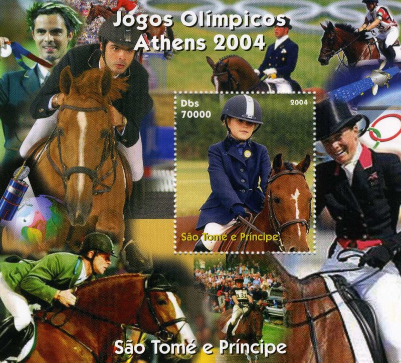 Sao Tome & Principe 2004 SPACE INTELSAT OLYMPIC ATHENS s/s Perforated Mint (NH)