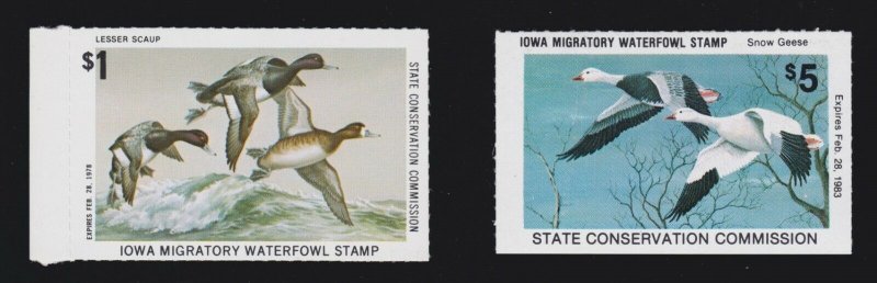 US IA6 & IA11 $1 & $5 Iowa State Duck Stamps SCV $39