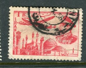 IRAN; 1953 early Reza Pahlavi Airmail issue fine used 1R. value