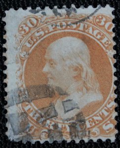 US #71 Nice looking stamp with thin @ lower left corner