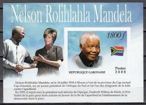 Gabon, 2008 Cinderella issue. Nelson Mandela, IMPERF s/sheet. ^