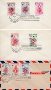 Dominican Republic 1957 Sc#B1/B5CB1/CB3 RED CROSS HUNGARIAN REFUGEES 3 FDC