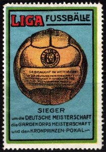 Vintage Germany Poster Stamp LIGA Footballs Used In Competitions The German