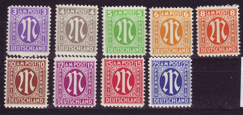 GERMANY Alliiert AmBri [1945] MiNr 0001-09 ( **/mnh )