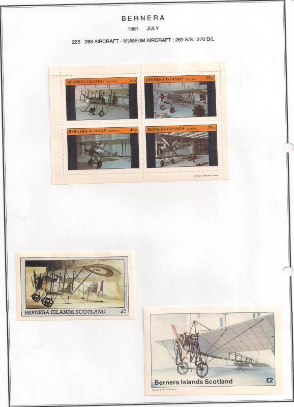 SCOTLAND - BERNERA - 1981 - Museum Aircraft - 4v Perf, Min, D/L Sheets - MLH