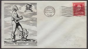 1940 John Greenleaf Whittier Sc 865-129 Amesbury MA 1st N. R. Brown cachet (C