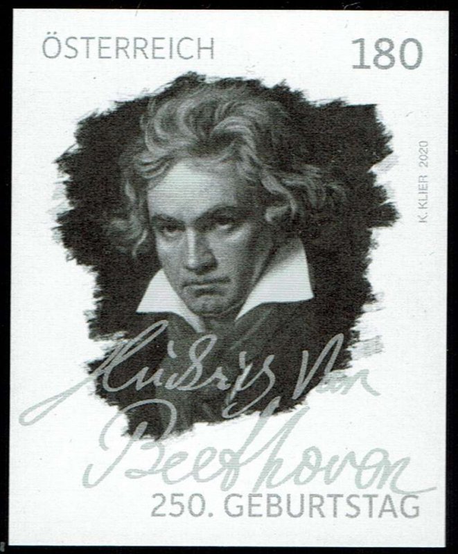 Austria #2894var Black Print MNH - Classical Music Composer Beethoven (2020)