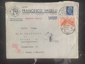 1940 Pisa Italy Commercial Censored Cover to Prague Czech Republic