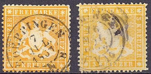 Wuerttemberg  Mi 17ya and 17x Used VF