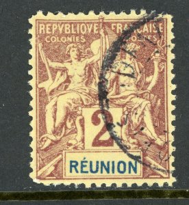 Reunion 1892 French 2¢ Peace & Colonial Scott #35 Fournier Facsimile VFU T545