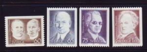 Sweden Sc 986-89  1972 Nobel Prize Winners of 1912 stamp set mint NH