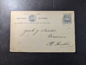 1893 British Guiana PS Postcard Cover to Demerara British Guiana South America
