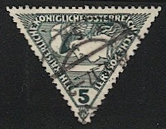 AUSTRIA 1916  Sc QE2 used Triangle Special Handling stamp, 1917 cancel