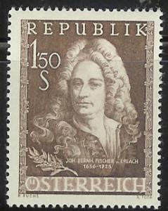 Austria: Scott #613 JB Fischer von Erlach VF MNH