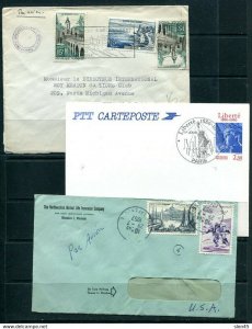 France 2 covers to USA 1957/58 and PS card 1986 Special cancel 12312