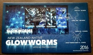 New Zealand Native Glowworms 2016 Insect Cave Worm (FDC) *glow in dark *unusual