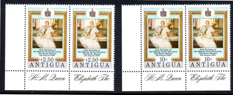 ANTIGUA 585 MNH PAIRS SCV $3.00 BIN $1.80 ROYALTY