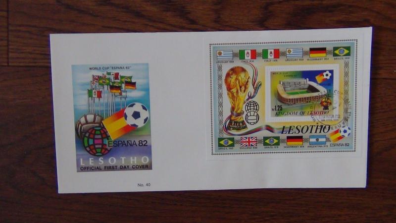 Lesotho 7 x FDC 1981 Xmas 1982 Scouts World Cup sets and Miniature sheets FDC 