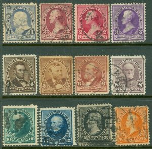 EDW1949SELL : USA 1890-93 Sc #219-29 Used. Minor faults. Light cancels. Cat $267