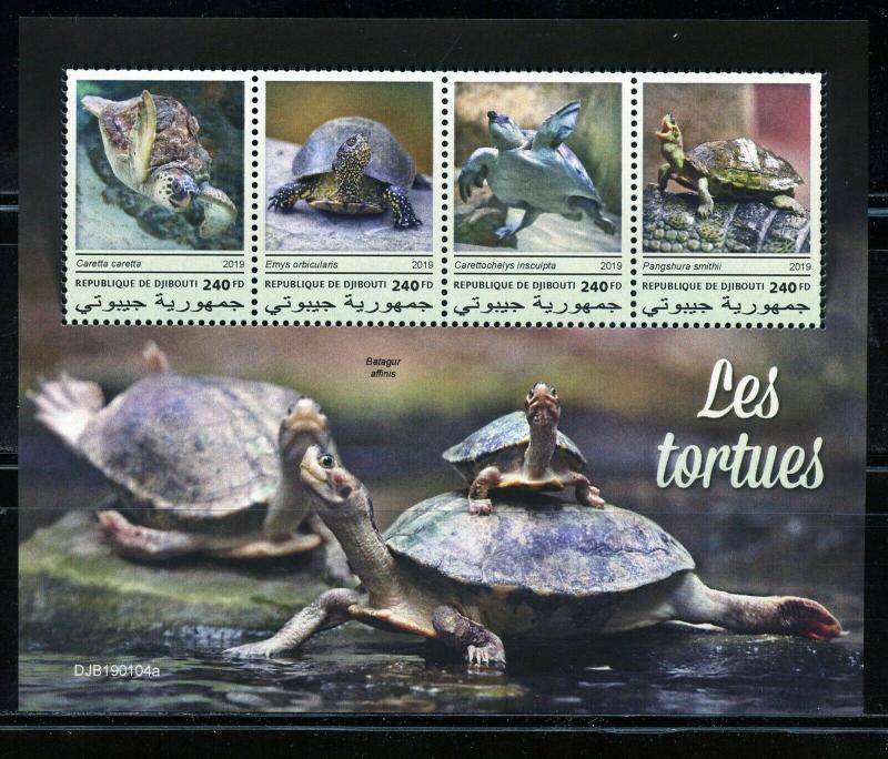 DJIBOUTI  2019  TURTLES SHEET MINT NH