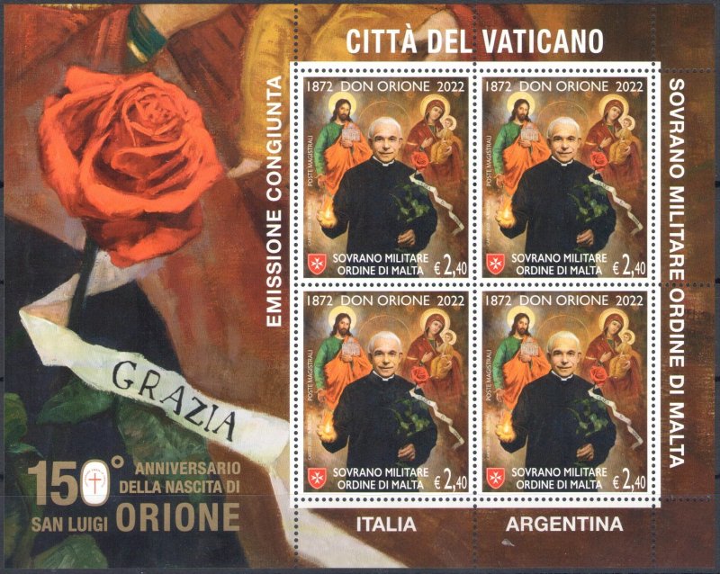 2022 Smom, 150th Anniversary of the Birth of St. Luigi Orione - Joint Issue with