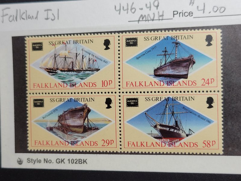 Falkland Islands  Scott #446-49 Mint never hinged