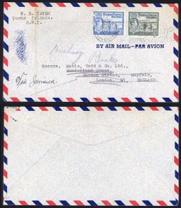 Turks and Caicos 2d and 3d on an Airmail Cover