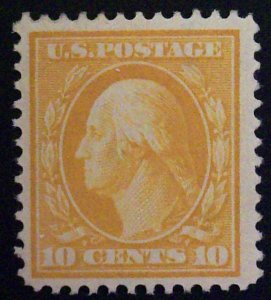 Scott #381 - VF - 10c Yellow - Washington - OG HM - 1911
