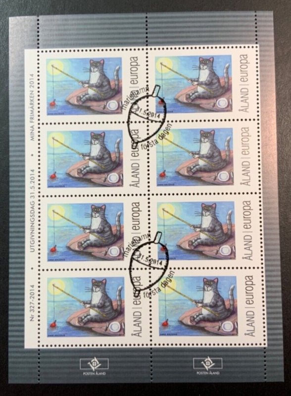 Aland used/canceled #358 mini sheet of 8 2014 SCV $24.00 