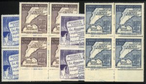 Chile #310-311, C199-200 Cat$31.60, 1958 Maps, complete set with Airpost, blo...