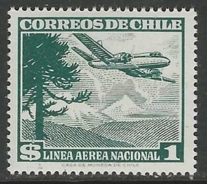 CHILE 1959 1p AIRPLANE OVER MOUNTAINS Sc C207 MNH