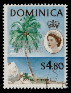 DOMINICA QEII SG231, $4.80 green, blue & brown, FINE USED.