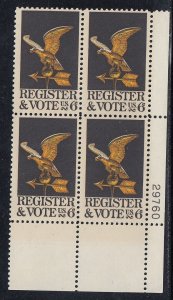 Scott 1344 MNH LL Pl Blk 29760 - Register & Vote