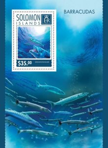 SOLOMON IS. - 2014 - Barracudas - Perf Souv Sheet - Mint Never Hinged