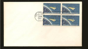 USA 1193 Project Mercury 1962 Block of 4 First Day Cover Used