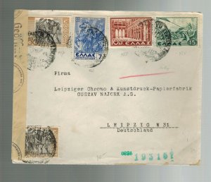 1943 Greece Airmail Censored Commercial Cover  to Leipzig Germany A G Patagas