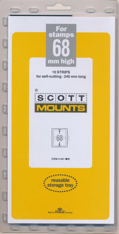 Prinz Scott Stamp Mount 68/240mm - BLACK  (Pack of 10) (68x240  68mm)  STRIP