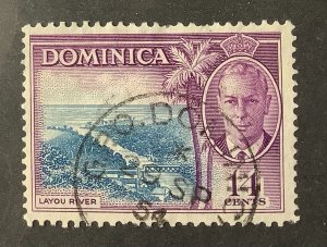 Dominica 1951 Scott 131 used - 14c,  Layou River & King George VI