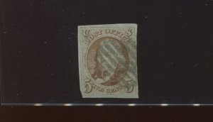 1b Franklin Imperf Used Stamp with Black Cancel with PF Cert (Stock 1 A32)