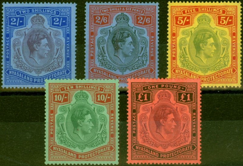 Nyasaland 1938 Set of 5 Top Values SG139-143 Fine Lightly Mtd Mint