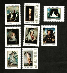 Poland 1972 - SC# 1908-14, B126 - Paintings, Portraits - Set of 8 Stamps - MNH
