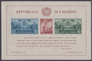 San Marino Sc 239 MNH. 1945 Government Palace Reconstruction imperf Souv Sheet