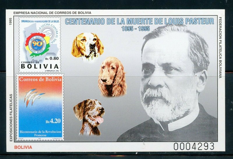 BOLIVIA CEFILCO #230 CENTENARY OF THE DEATH OF LOUIS PASTEUR MNH S/S AS SHOWN