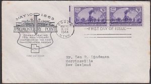 USA 1944 75th Anniv Railroad FDc to New Zealand............................A1666