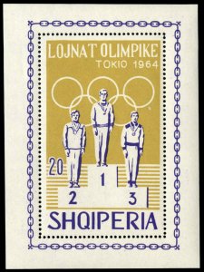Albania #764 Cat$20, 1964 Olympics souvenir sheet, never hinged