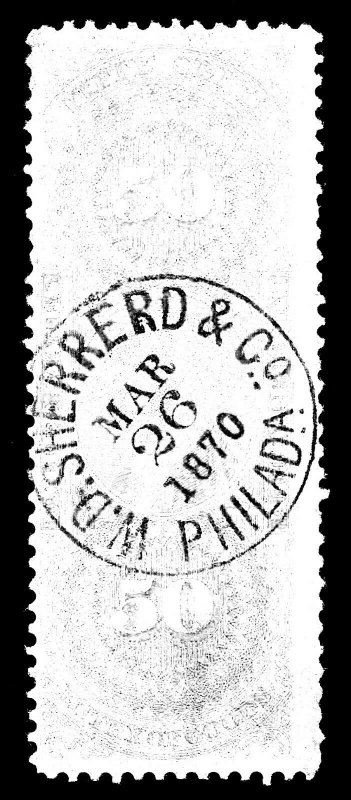 B162 U.S. Revenue Scott R55c 50-cent Entry of Goods 1870 circular handstamp cxl