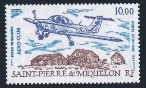 St Pierre & Miquelon C67, MNH. Michel 619. Plane Piper Tomahawk, 1991.