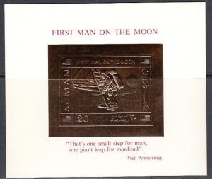 Ajman, Mi cat. 514, BL186. First Man on the Moon, Gold Foil s/sheet.