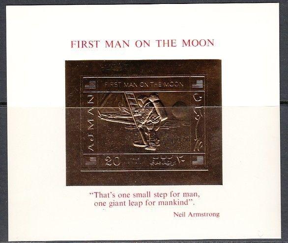 Ajman, Mi cat. 514, BL186. First Man on the Moon, Gold Foil s/sheet.